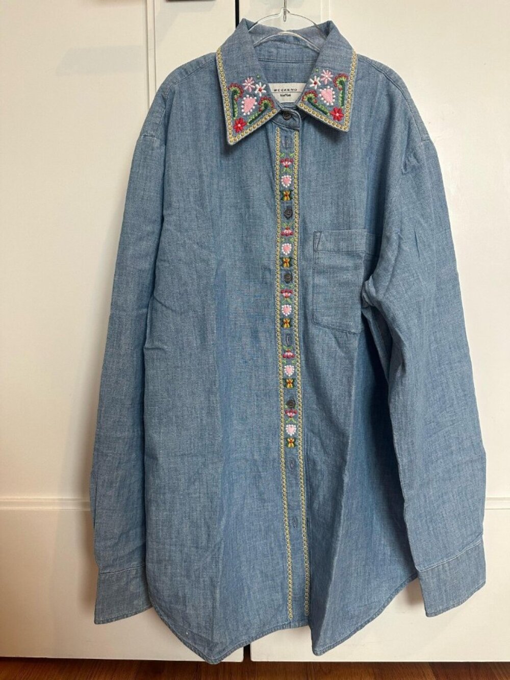 WEEKEND MAX MARA Udine embellished denim shirt size xs